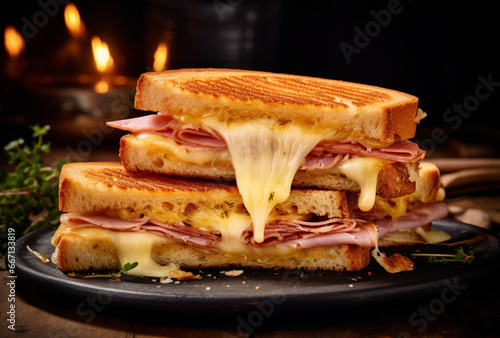 melted cheese and ham toast, AI generated Images