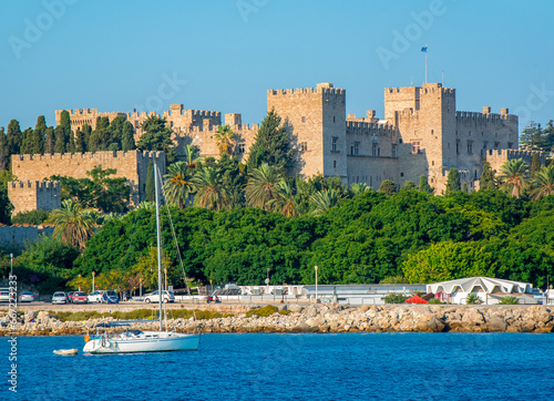 Rhodes fortress over old town, Dodecanese islands, Greece