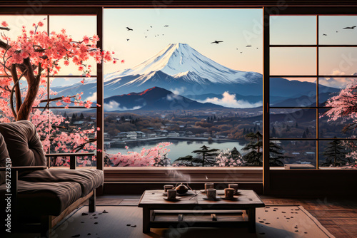 relax japanese scenic painting minimalist