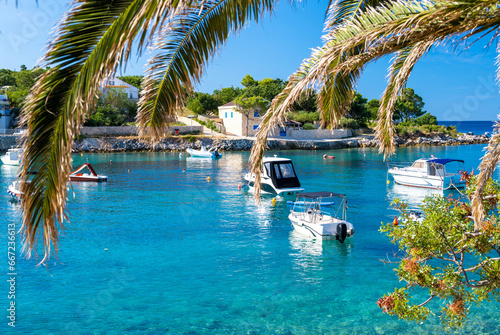 small harbor in Novalja on Pag island in Croatia