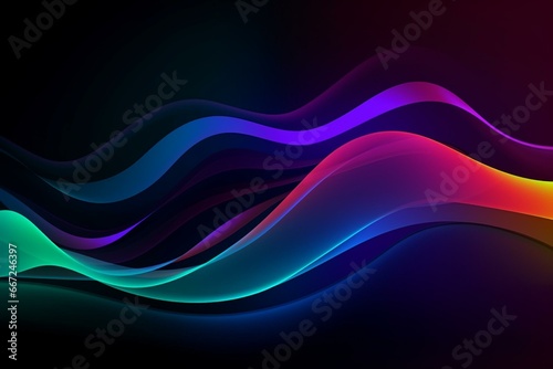 Abstract holographic design with blackish colors and smooth glowing gradient background. Suitable for wallpaper, app design, printing, book covers. Generative AI