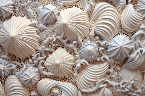 Seashell surface, intricate pattern and texture.