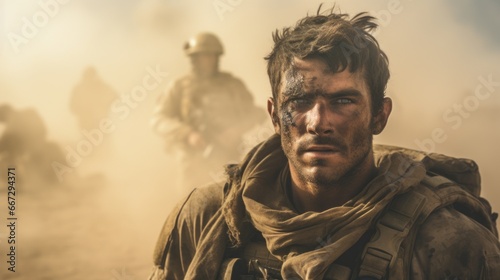 combat veteran in a sandstorm