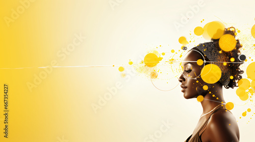 abstract background with a black woman on a white and yellow background