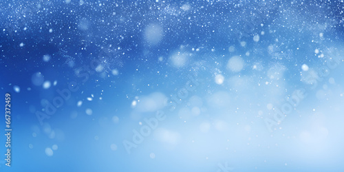 Blue Christmas Winter landscape with falling snow Winter holiday abstract background glowing snow and magic sparkling shiny glitter. AI Generative