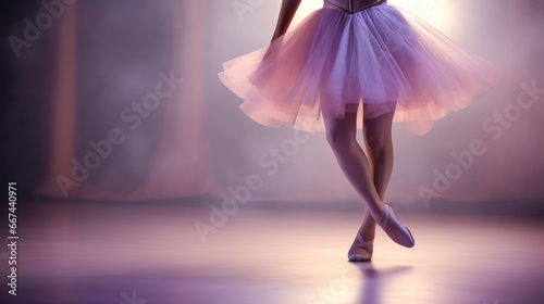 Ballerina legs. Ballet dancer dancing with tutu in studio background