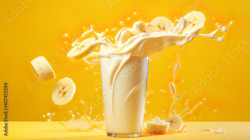 躍動感のあるバナナミルクのイメージ背景