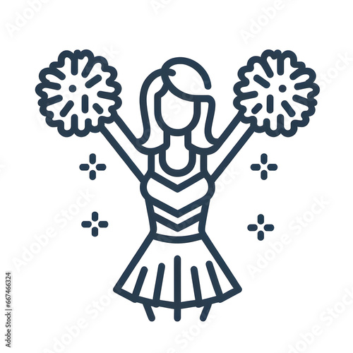 Line art vector icon of cheerleading