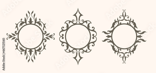 A set of beautiful vector round frames with swirls.