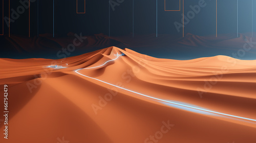 3D minimalist illustration of ground penetrating radar abstract circular and straight line background pattern