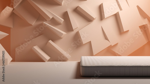 Mattresses on cream pastel background with copy space