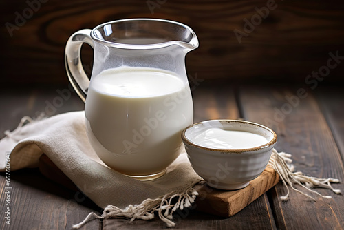 jar of milk on a table