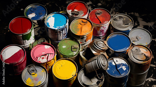 Paint Cans Waste. Old Paint Cans. Household hazardous waste.