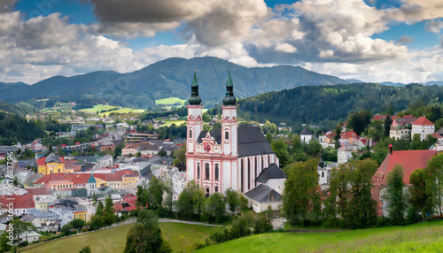 city of mariazell with famous mariazell basilica styria austria