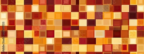 Seamless Vintage 70s retro stacked disco squares wallpaper pattern, nostalgic warm rust red, orange, brown and yellow palette.