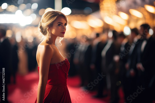 Blonde Starlet in Stylish Gown at Gala
