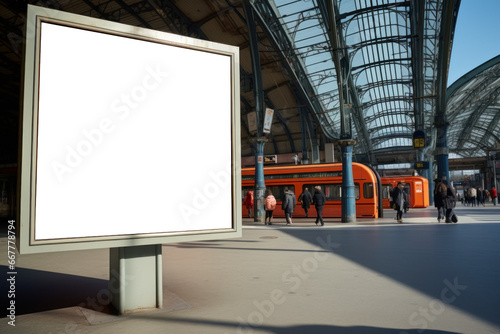 panneau publicitaire personnalisable pour maquette de présentation de publicité dans un environnement urbain
