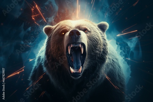 Bear announces end of bullish trend, starting bearish trend in stock and crypto market. Generative AI