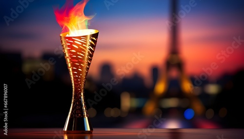 Olympic flame in the city of Paris