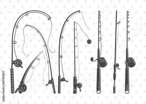 Fishing Rod Clipart SVG Cut File | Fishing Rod Svg | Fishing Pole Svg | Fishing Hook Svg | Bundle | Eps | Dxf | Png