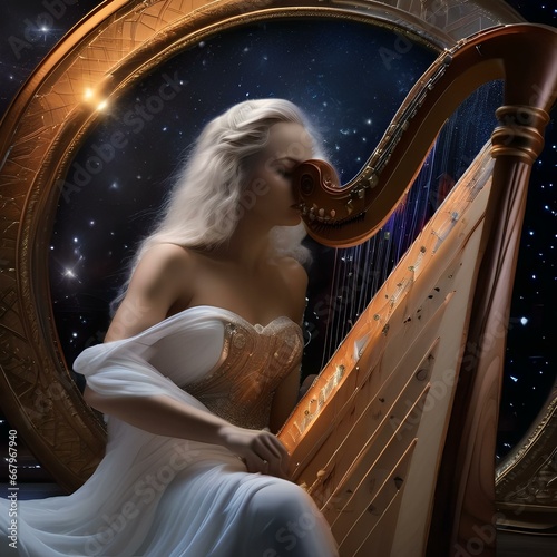 A cosmic minstrel, strumming a harp of stardust, composing symphonies of light in the cosmic void4