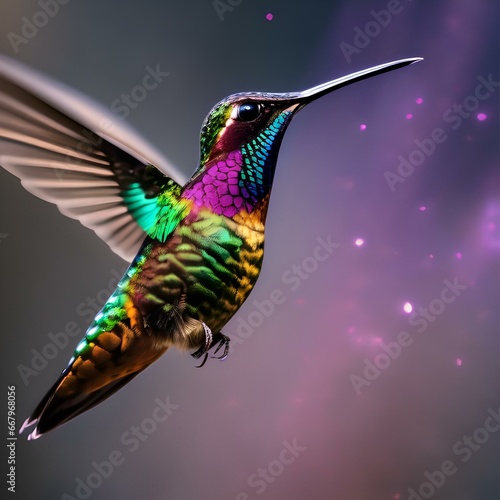 A radiant, interstellar hummingbird with wings that create sonic ripples in the cosmic nectar1