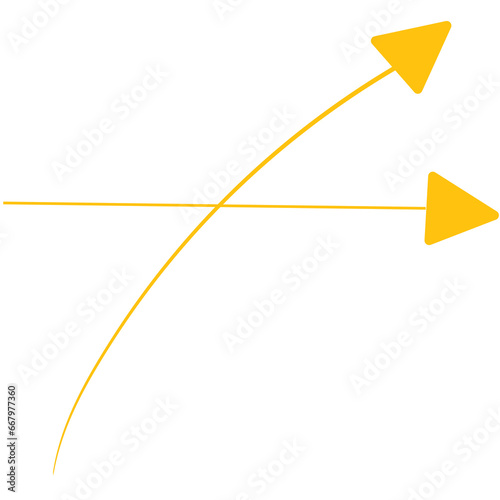 Digital png illustration of yellow arrows on transparent background