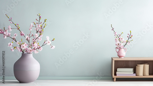 Contemporary Muted Pastels: Soft Home Interior Backdrop, Mockup Style, Template