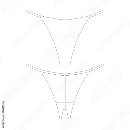 template string thong underwear vector illustration flat design outline clothing collection