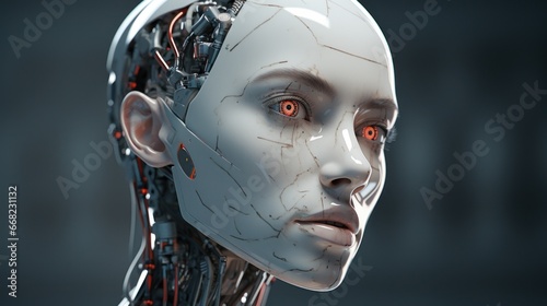 Futuristic female cyborg,Robot woman,Woman cyborg with artificial intelligence