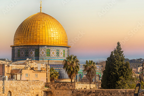 Western Wall and Dome of the Rock in the old city of Jerusalem