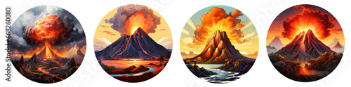 Volcanic Landscape clipart collection, vector, icons isolated on transparent background