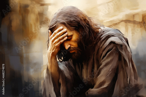 Sacred Sorrow: Artistic Rendition of Jesus' Mourning