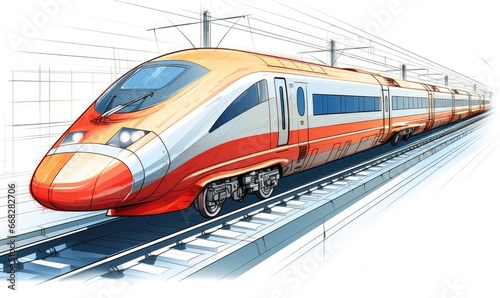 Photo of a realistic drawing of a train on a track