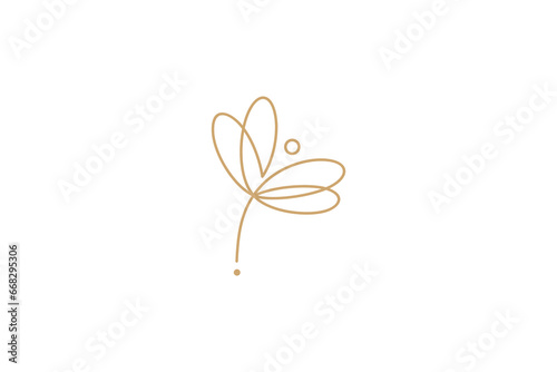 dragonfly design logo with elegant continuous line design style