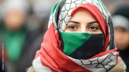 A Muslim woman at a rally