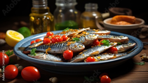 Traditional Grilled Sardines in Portuguese Style. Generative AI