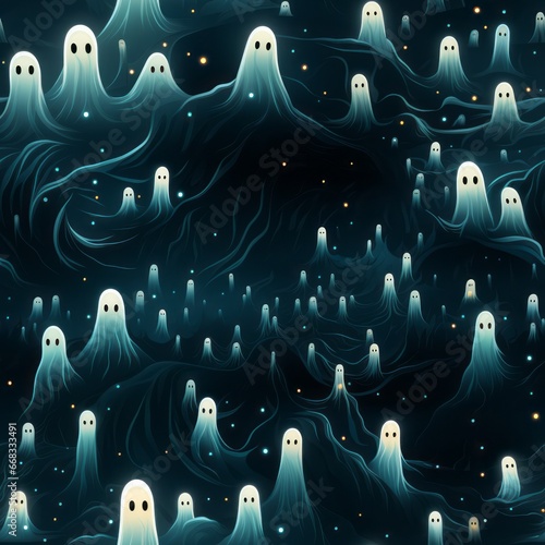 cute ghost seamless pattern 