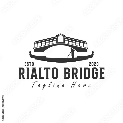 italian rialto bridge illustration logo