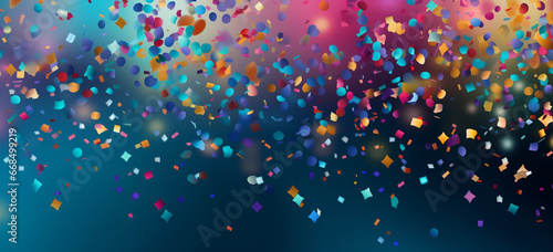 Glittering confetti showering down, vibrant colors everywhere, celebration in the air. Abstract bokeh Background defocused lights sparkle, glitter, AI Generative