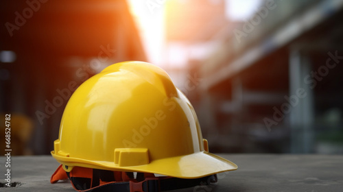 Yellow construction helmet 