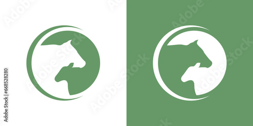 livestock logo design with cow and goat elements made in negative space style.