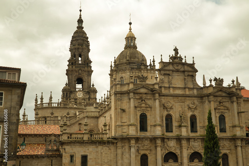 Detail of part of the magnificent cathedral of Santiago de Compostela. Concept architecture, pilgrim, journey, road, religion.