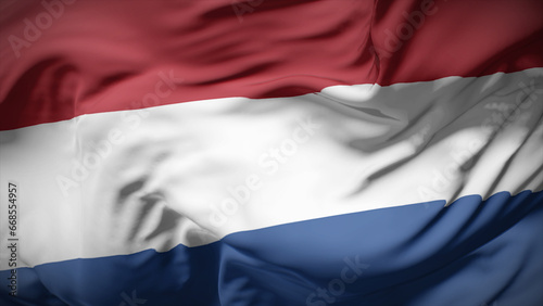 3d illustration flag of Netherlands. Close up waving flag of Netherlands.