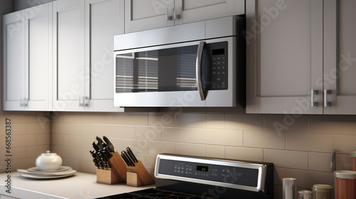 Kitchen stove hood with microwave appliance