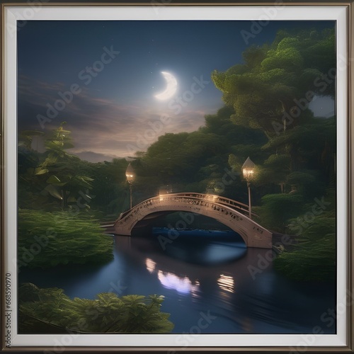 A hidden, moonlit bridge to a floating island where dreams are woven from moonbeams3