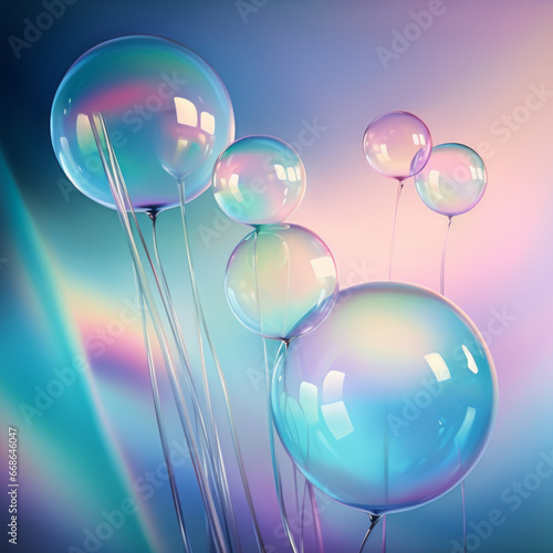 Glassy balls and bubbles. Round objects magnified. An abstract image of shiny objects with a smooth surface.