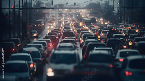 Traffic jam, blurred image