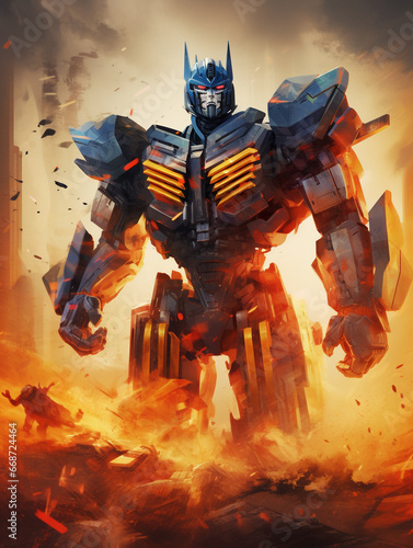 Big robot transformer paint style poster