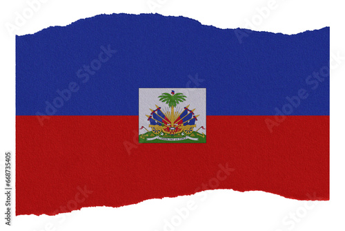 Haiti flag on torn paper